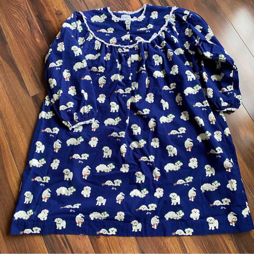Lanz of Salzburg Flannel Cotton Puppy Love Nightgown Peter Pan Collar 1X